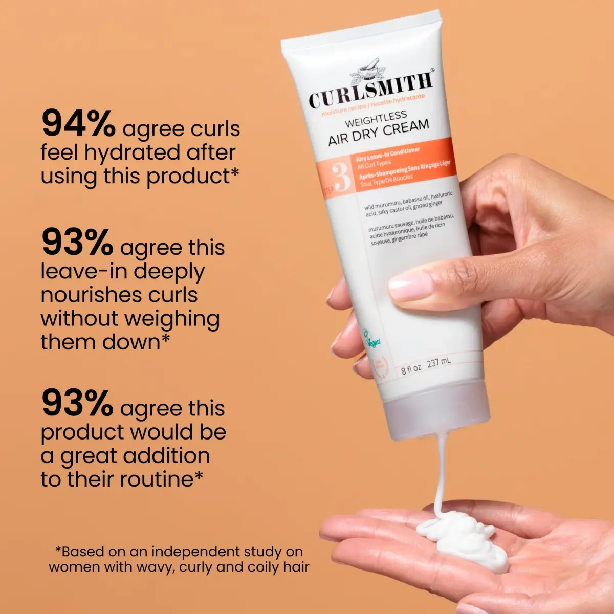 CURLSMITH Weightless Air Dry Cream Leave-In Conditioner 59ml (2 Fl Oz) | Defines Curls Without Weighing Down - view 5