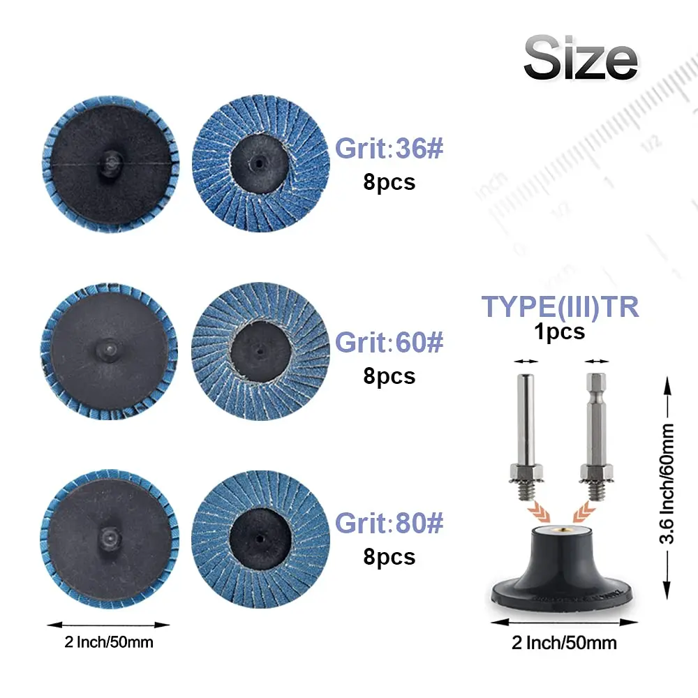 Tshya Zirconia Flat Flap Discs 2 inch | Heavy Duty Surface Prep for Hard Materials - view 2