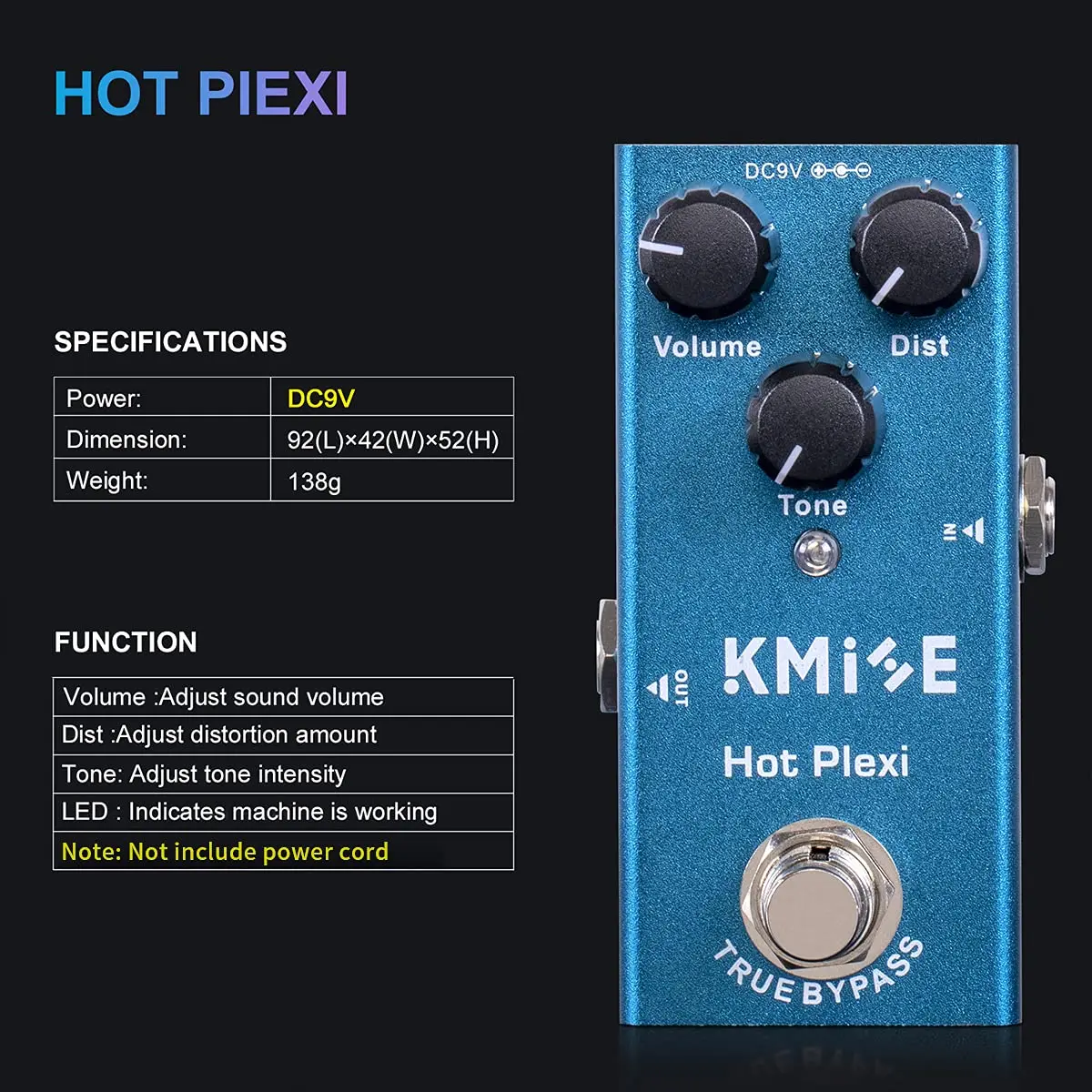 lotmusic Hot Plexi Analog Chorus Electric Guitar Effect Pedal | True Bypass, Noise Reduction, DC 9V - view 5
