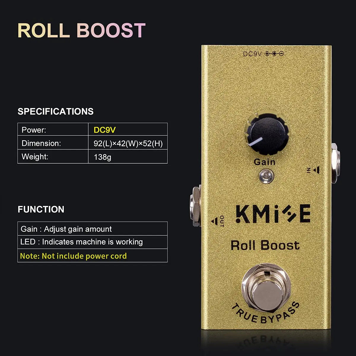 lotmusic Roll Boost Electric Guitar Effects Pedal Analog Chorus Mini Stompbox | Integrated Noise Reduction - view 5