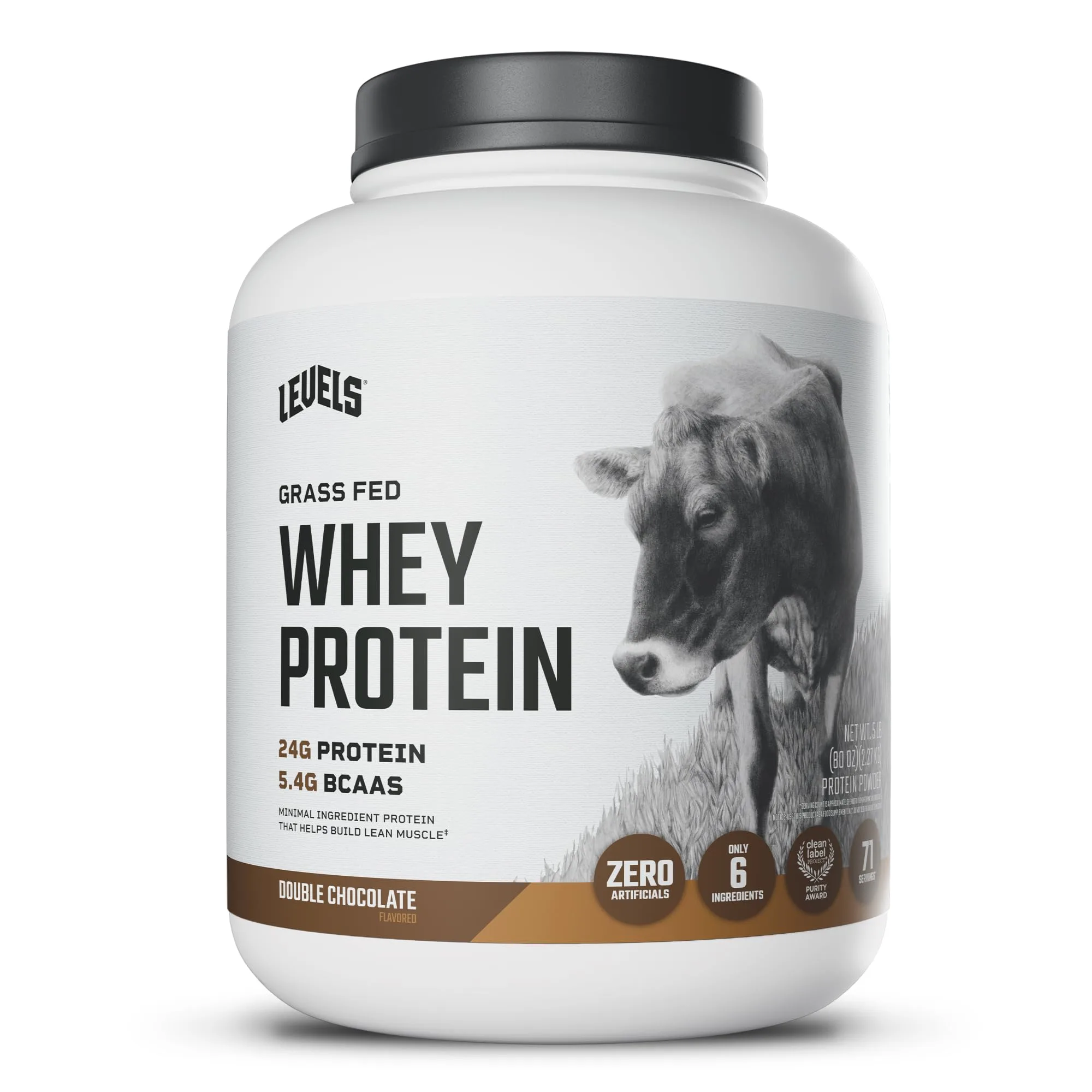Levels Nutrition Double Chocolate Grass Fed Whey Protein Powder | 24G Protein, 5LB - main product image