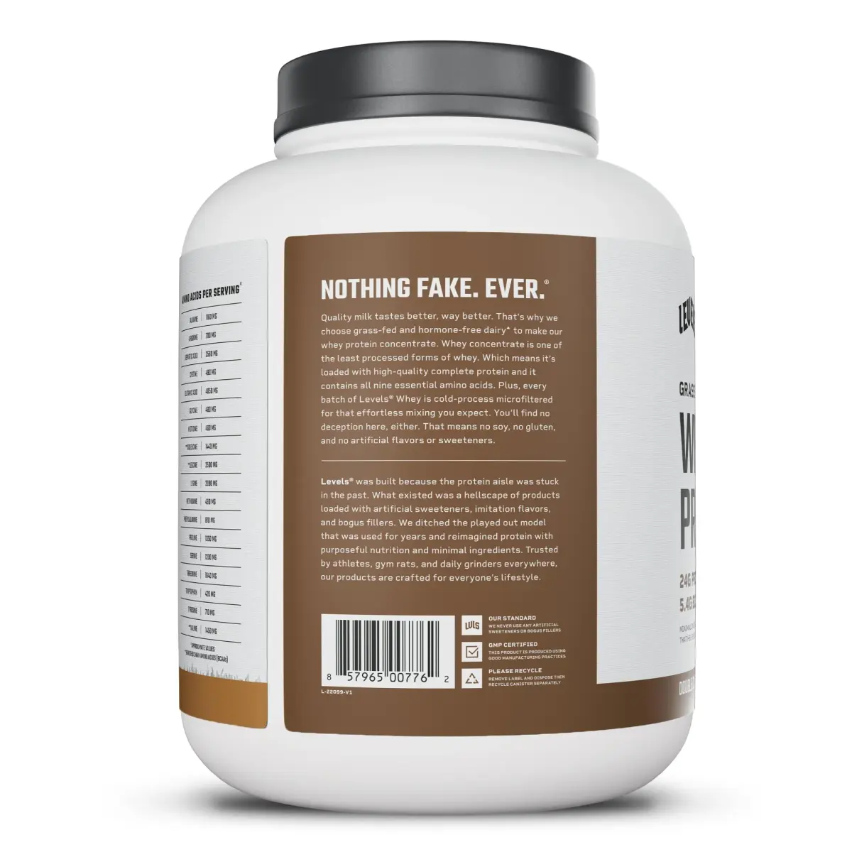 Levels Nutrition Double Chocolate Grass Fed Whey Protein Powder | 24G Protein, 5LB - view 9