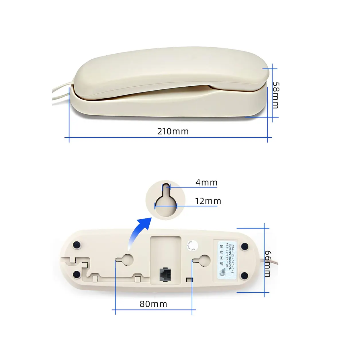 TelPal Corded White Wall Phone | Simple Analog Landline for Seniors & Home - view 5