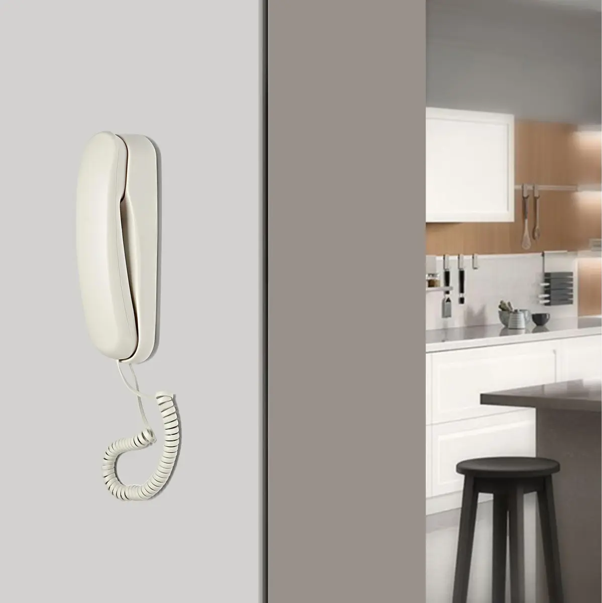 TelPal Corded White Wall Phone | Simple Analog Landline for Seniors & Home - view 3