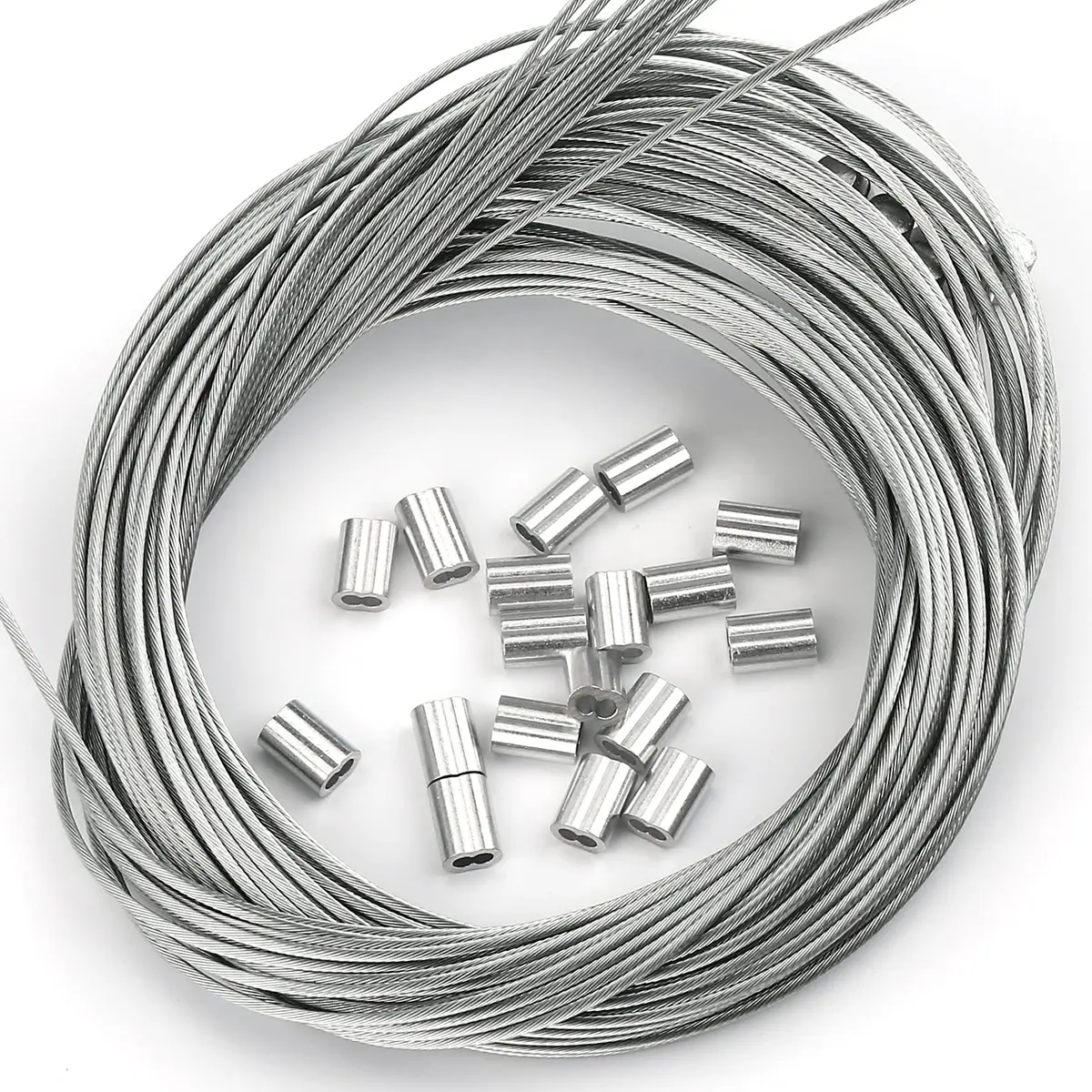 Marvelity Aluminum Crimp Loop Sleeves 1/16" Wire Rope | Heavy Duty Aluminum Ferrules for Rope & Cable - view 6