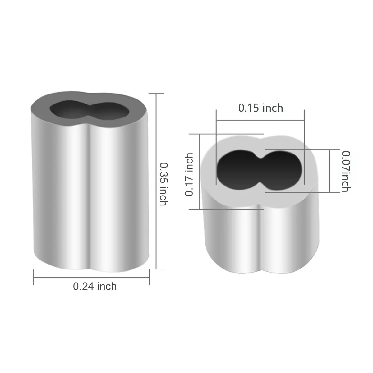 Marvelity Aluminum Crimp Loop Sleeves 1/16" Wire Rope | Heavy Duty Aluminum Ferrules for Rope & Cable - view 4