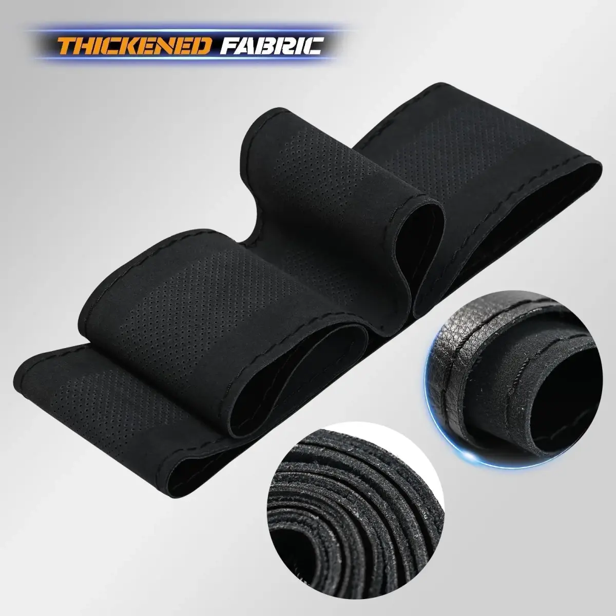 AUTOXBERT Genuine Leather Steering Wheel Cover 38cm (15 Inch) | Hand-Sewn Wrap for Enhanced Grip - view 3