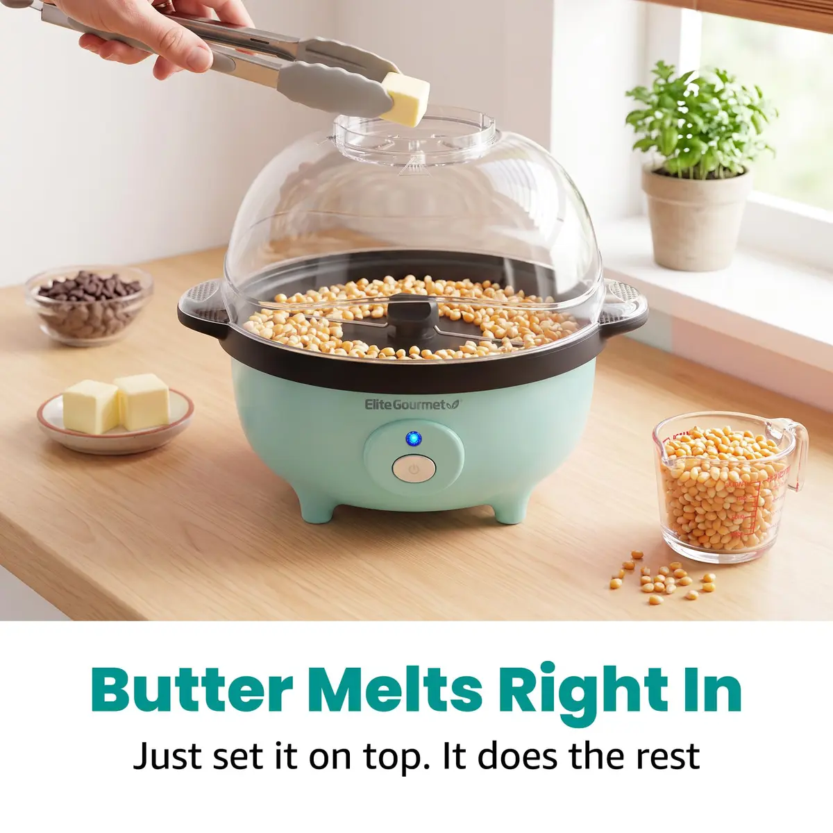 Elite Gourmet EPM330M Automatic Stirring 12 Cup Popcorn Maker, Mint | Fast Pop & Easy Cleanup - view 5