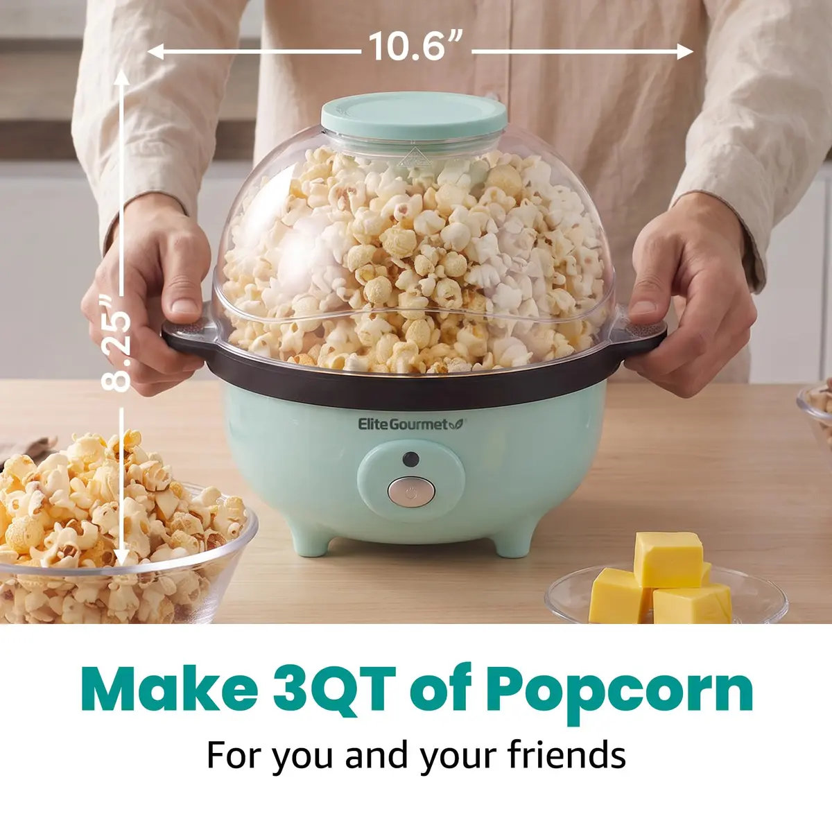 Elite Gourmet EPM330M Automatic Stirring 12 Cup Popcorn Maker, Mint | Fast Pop & Easy Cleanup - view 4