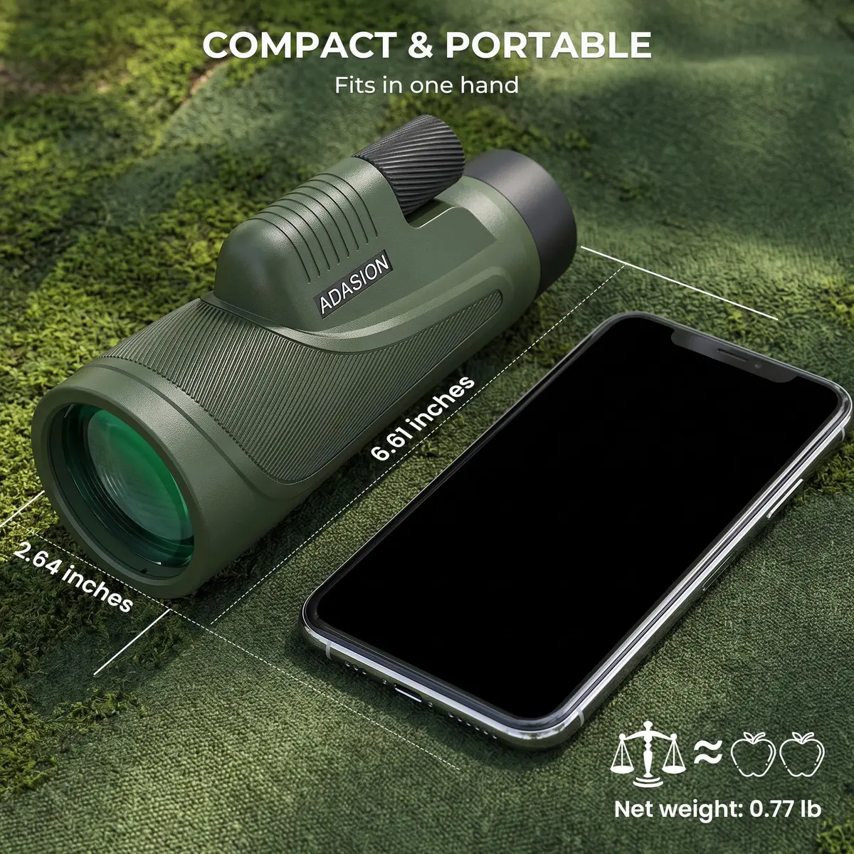 Adasion 12x56 Monocular for Adults | High Powered, Phone Adapter & Tripod for Bird Watching & Outdoor Use - view 6