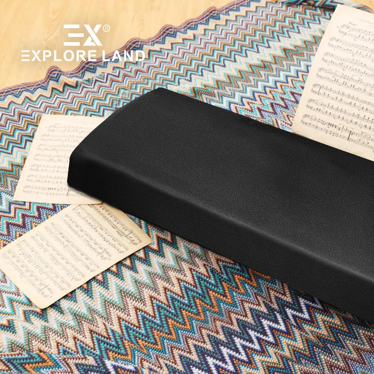 Explore Land Stretchy Leather Piano Keyboard Dust Cover (Black, 88 Keys) | Snug Fit & Elegant Design - view 6