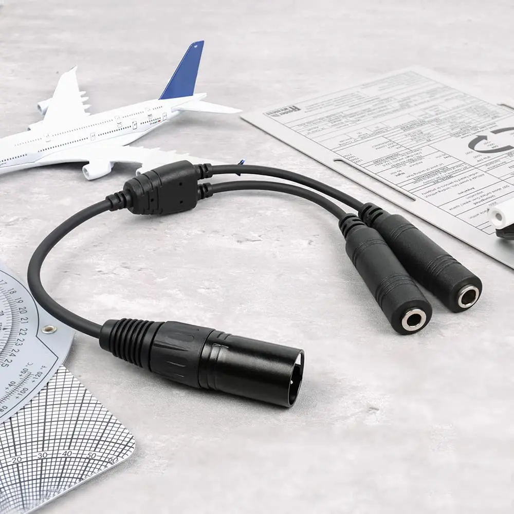 R SPIDER WIRELESS Aviation Headset GA Dual Plugs to Airbus 5 Pin XLR Adapter | Converts Airbus Headset to GA - view 2