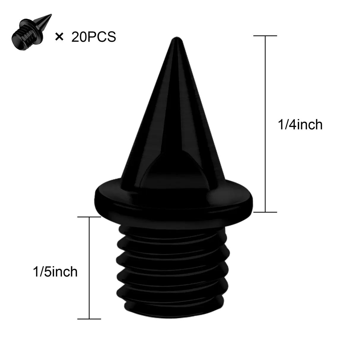 AUGSUN 20pcs 1/4inch Steel Hard Track Cross Country Spikes | Replacement Spikes for Sprint & Running Shoes - view 2