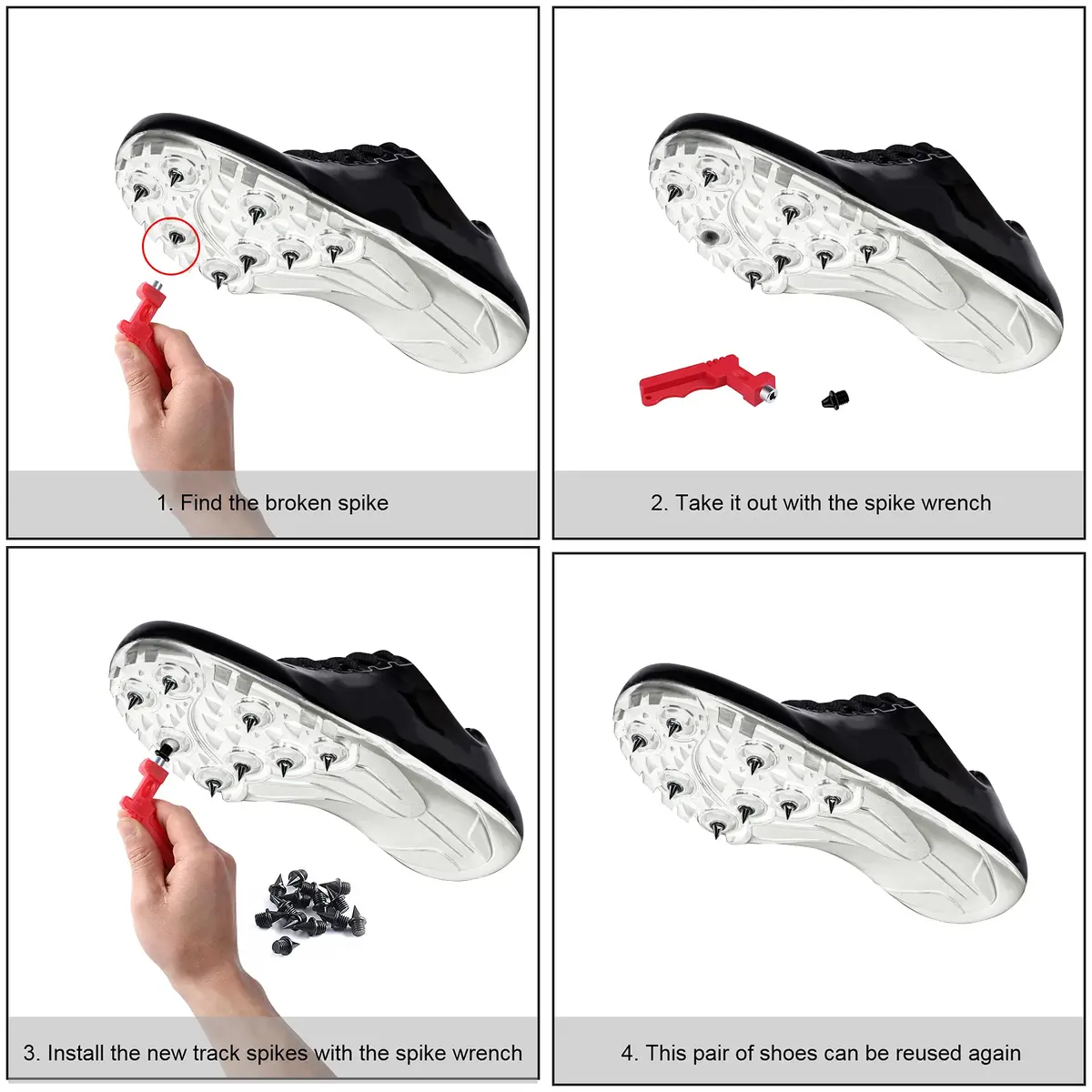 AUGSUN 20pcs 1/4inch Steel Hard Track Cross Country Spikes | Replacement Spikes for Sprint & Running Shoes - view 4