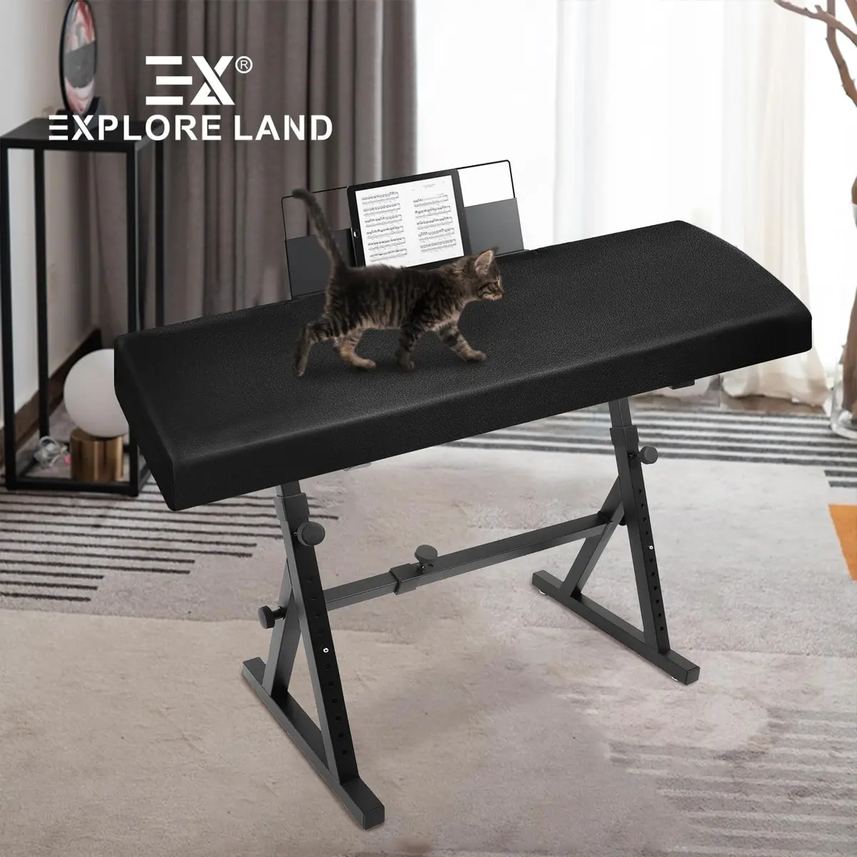 Explore Land Stretchy Leather Piano Keyboard Dust Cover (Black, 61 Keys) | Snug Fit & Premium Material - view 7