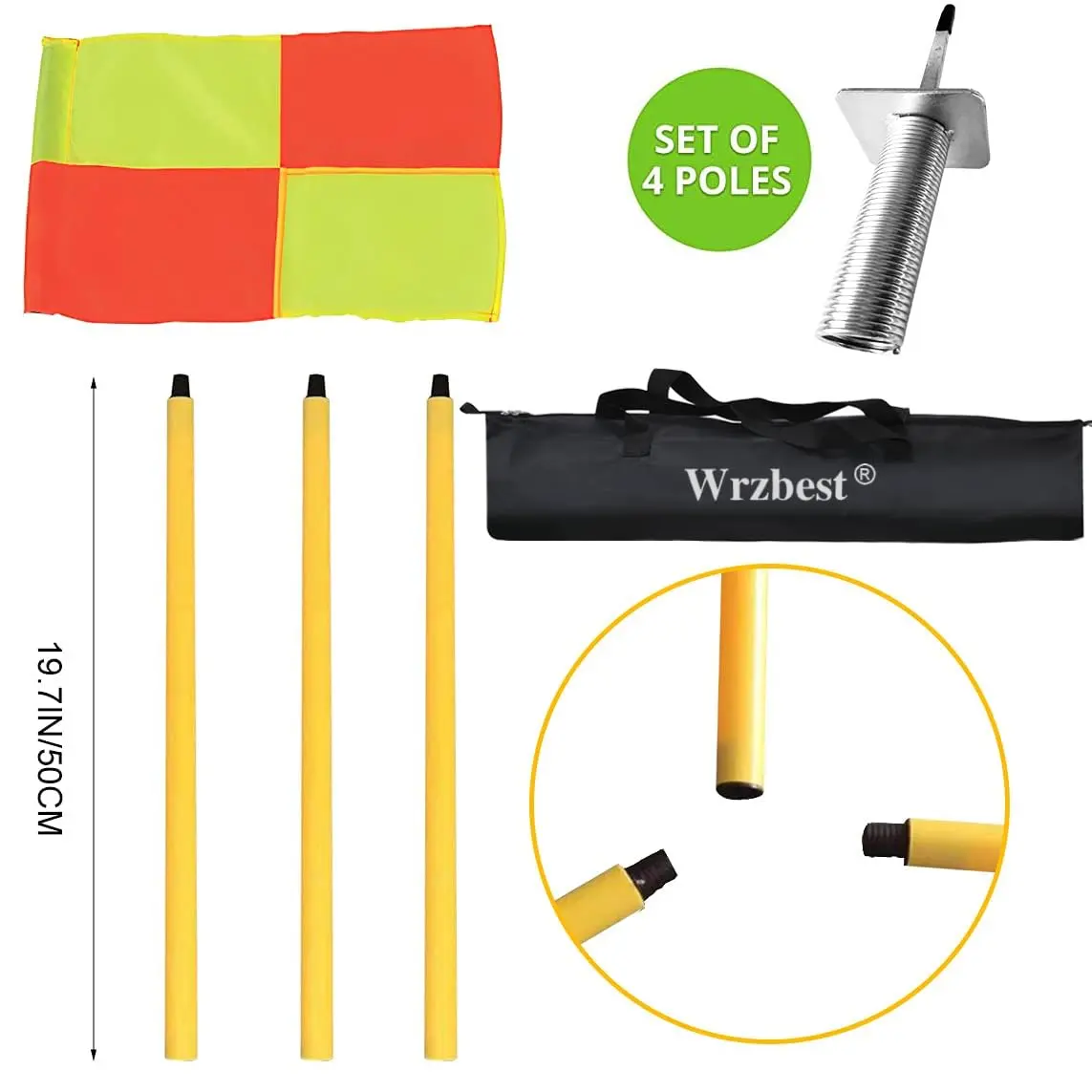Wrzbest Soccer Corner Flags Set of 4 | Portable, Disassemblable Flags for Turf Training - view 2
