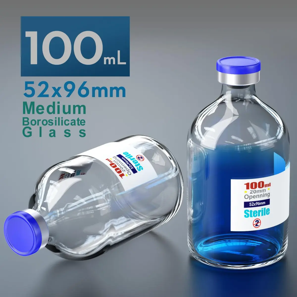 Ks-Tek Sterile Empty Vials with Self-Healing Injection Port 100ml (4-Pack) - view 2