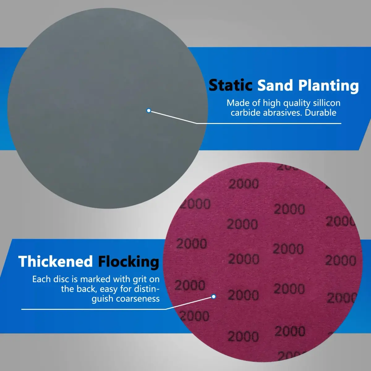 VIBRATITE 2000 Grit 5 Inch Hook & Loop Sanding Discs, 70PCS | Extra Fine Silicon Carbide for Wet/Dry Sanding - view 4