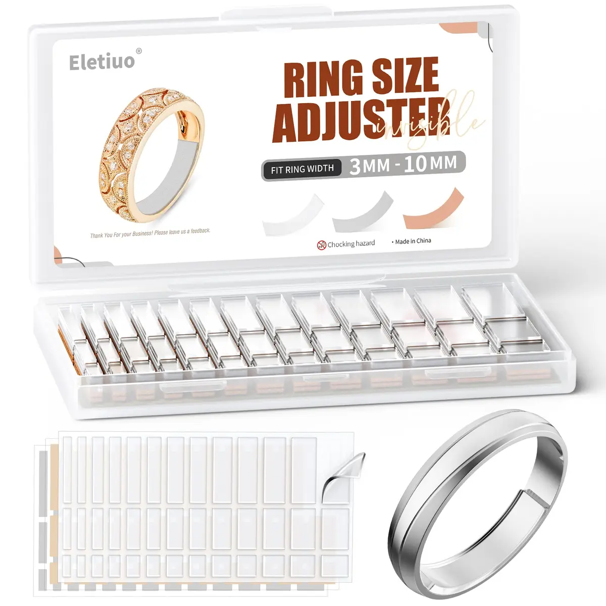 ELETIUO Ring Size Adjuster Invisible Reducer for Loose Rings, 234 Pcs | Fits 3-10mm Bands - main product image