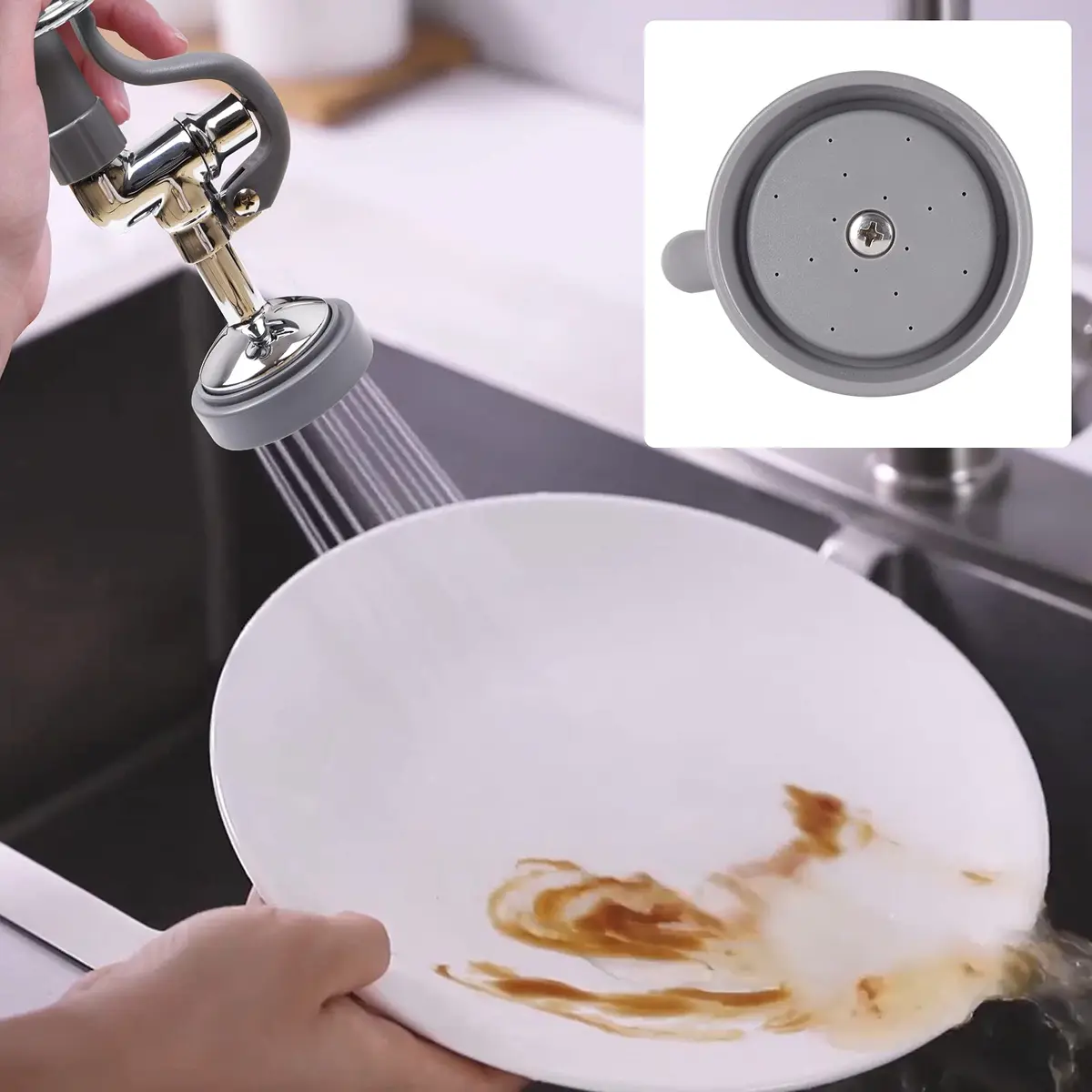 JZBRAIN Commercial Sink Sprayer Pre Rinse Sprayer 1.42 GPM | High Pressure Chrome Sprayer for Commercial Kitchens - view 6