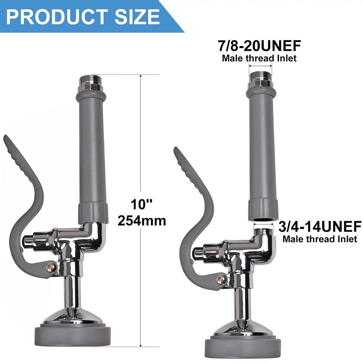 JZBRAIN Commercial Sink Sprayer Pre Rinse Sprayer 1.42 GPM | High Pressure Chrome Sprayer for Commercial Kitchens - view 2