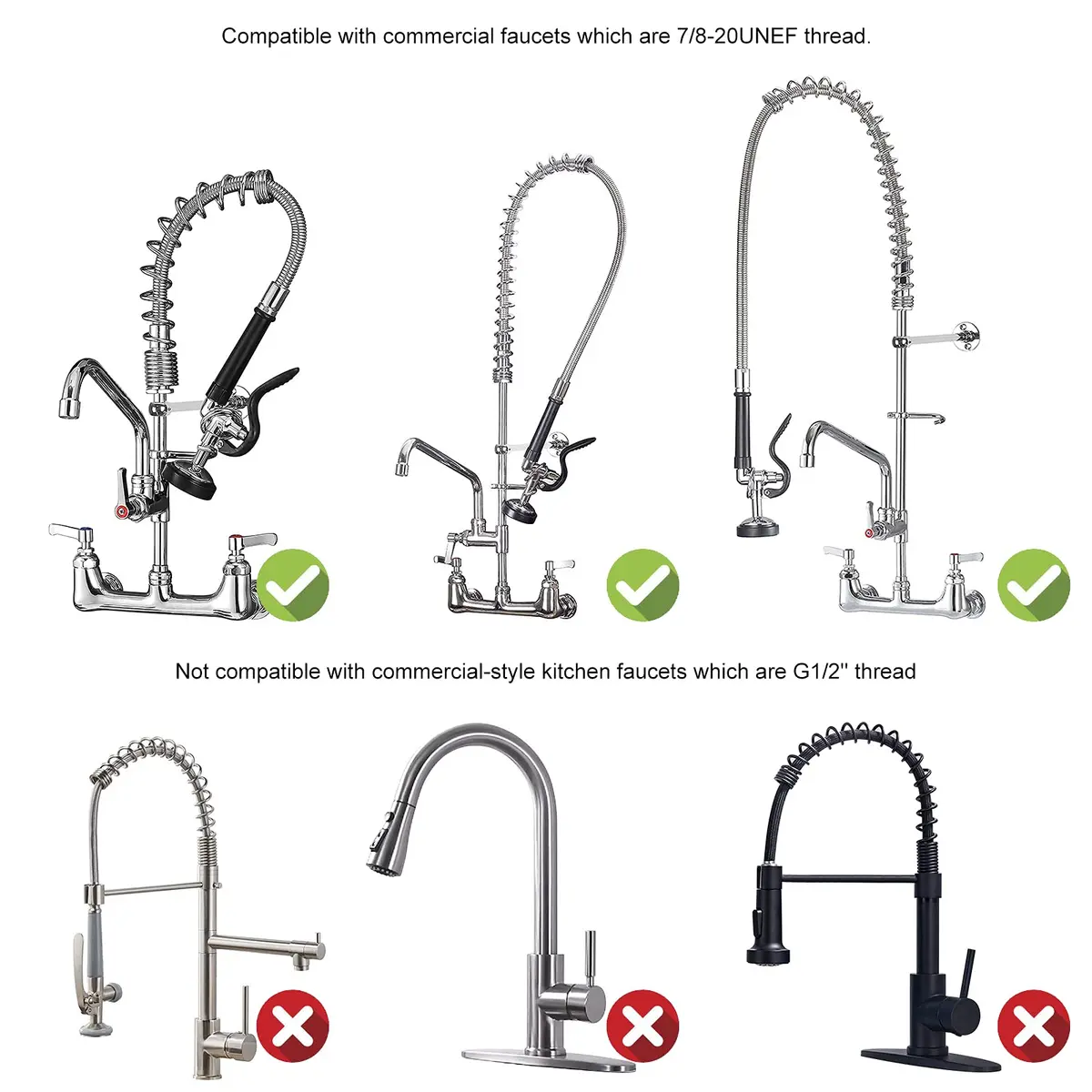 JZBRAIN Commercial Sink Sprayer Pre Rinse Sprayer 1.42 GPM | High Pressure Chrome Sprayer for Commercial Kitchens - view 3