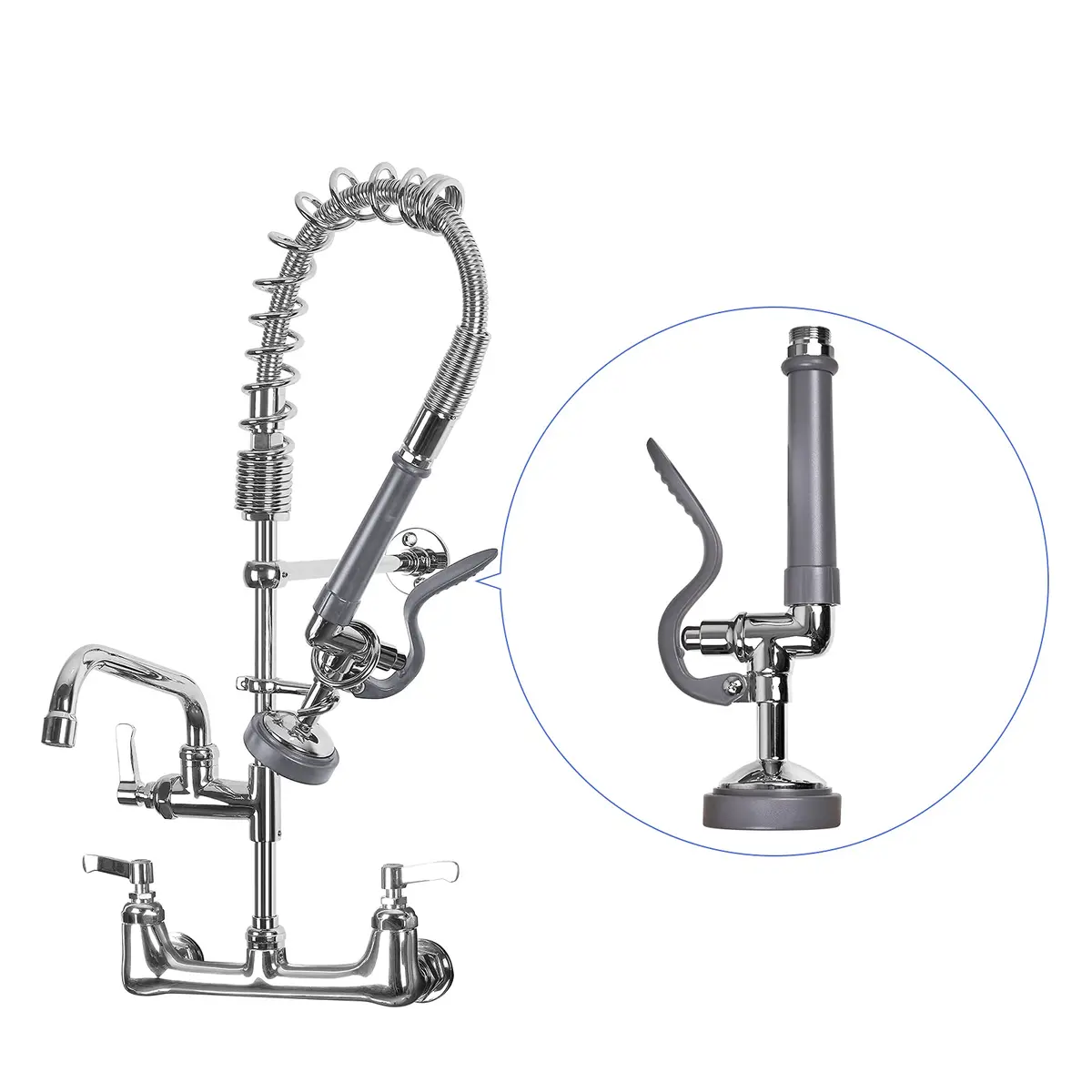 JZBRAIN Commercial Sink Sprayer Pre Rinse Sprayer 1.42 GPM | High Pressure Chrome Sprayer for Commercial Kitchens - view 4