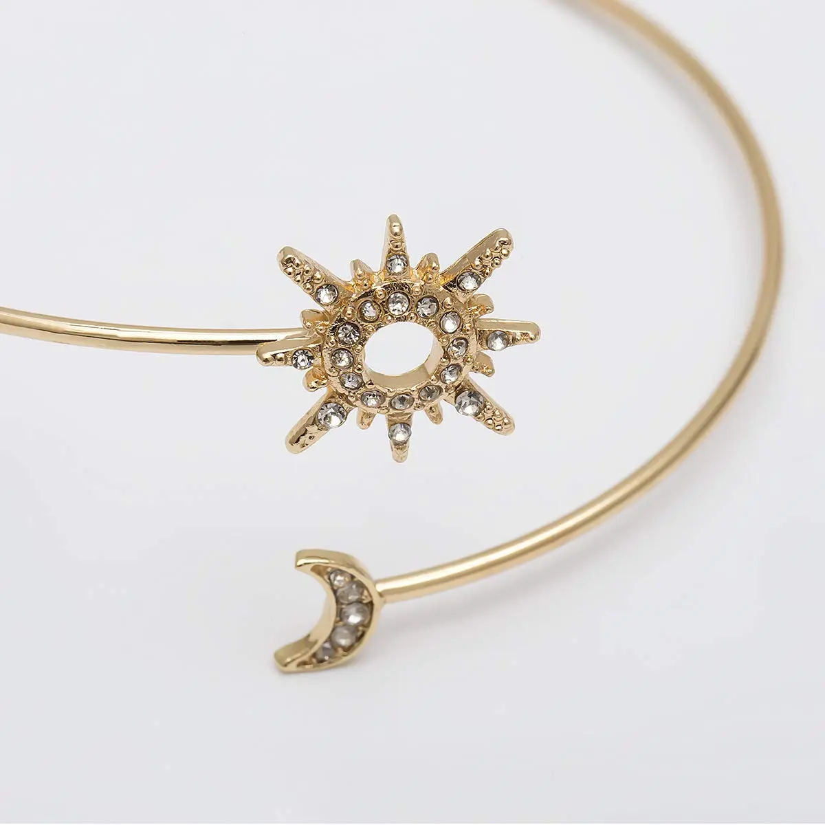 Caiyao Crystal Sun Moon Arm Bangles Adjustable Gold Cuff for Women | Wedding Costume Jewelry - view 4