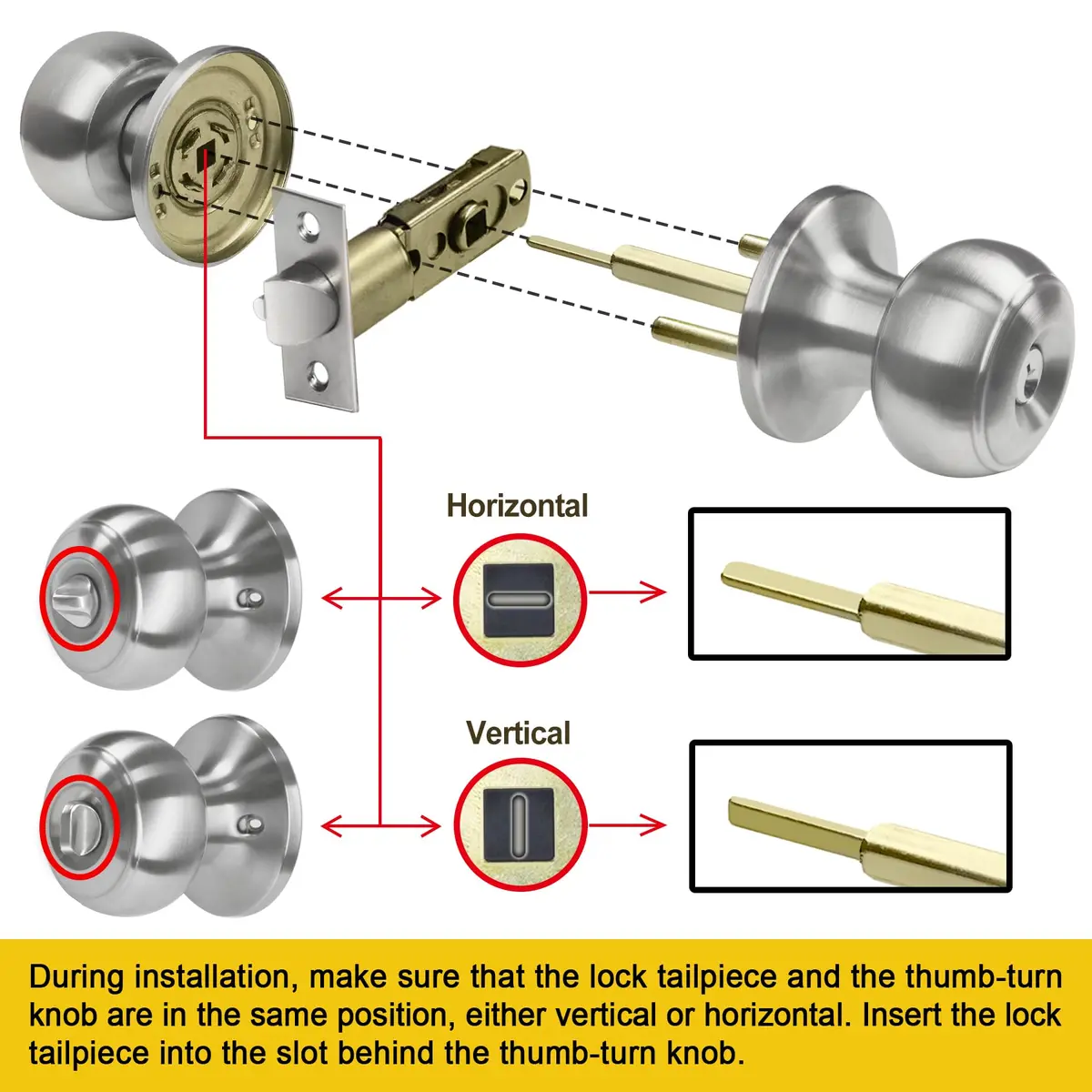 CML Hardware Keyed Entry Door Knob Set in Solid Stainless Steel | Exterior & Interior, Round Handle, 1 Pack - view 5