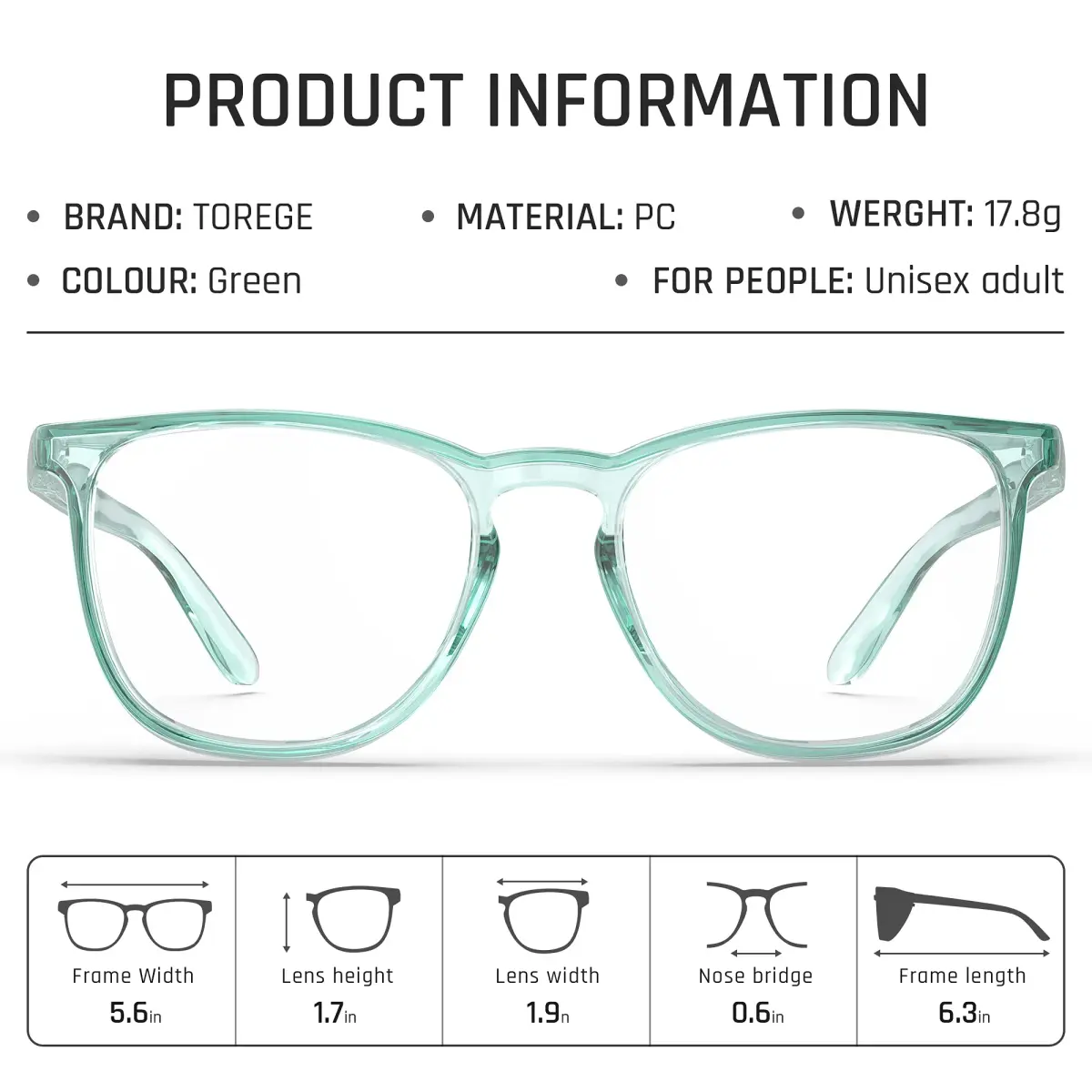 TOREGE Safety Goggles Lightweight Anti-Fog Anti-Blue Light Lenses | Clear Lens Polycarbonate - view 7