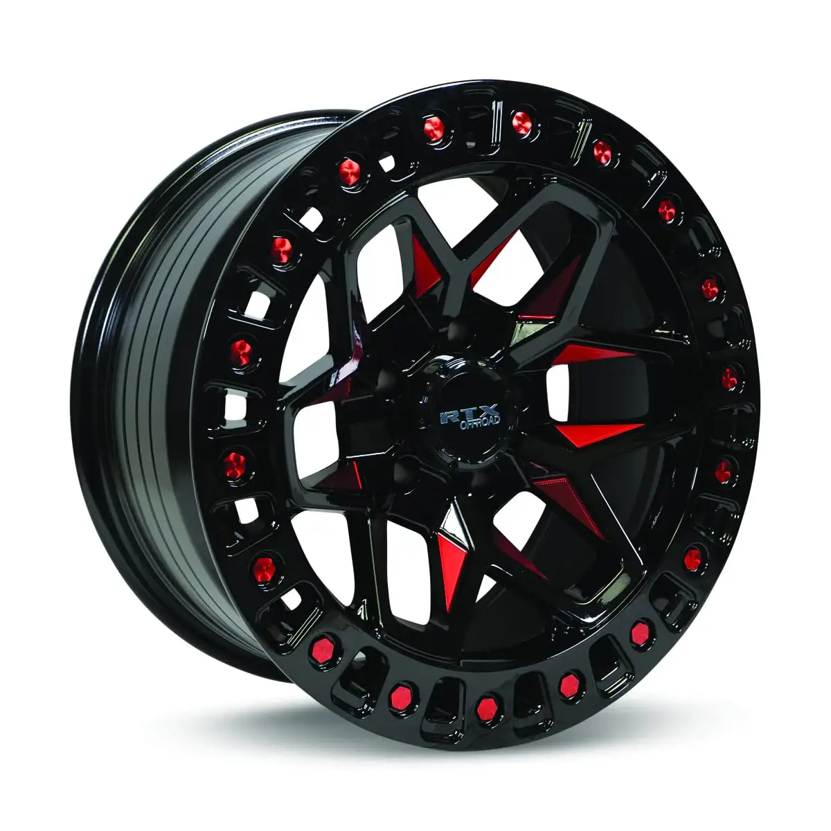 RTX Alloy Wheel Zion 17x9 5x127 ET-15 CB71.5 Gloss Black Milled Red | 17 inch Aluminum Wheel for Cars - main product image