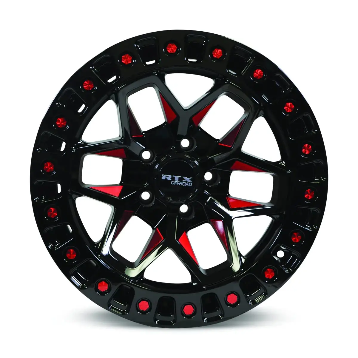 RTX Alloy Wheel Zion 17x9 5x127 ET-15 CB71.5 Gloss Black Milled Red | 17 inch Aluminum Wheel for Cars - view 2