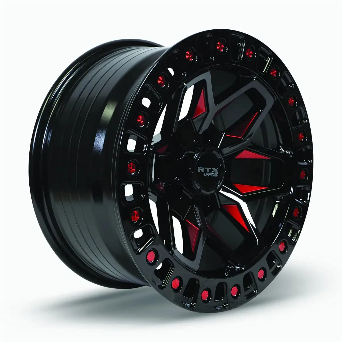 RTX Alloy Wheel Zion 17x9 5x127 ET-15 CB71.5 Gloss Black Milled Red | 17 inch Aluminum Wheel for Cars - view 3