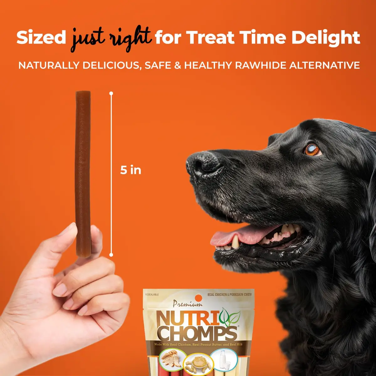 Nutri Chomps Rawhide Free Dog Chews, Chicken/PB/Milk, 15ct, 2pk | Digestible, Flavorful & Nutrient-Rich - view 4