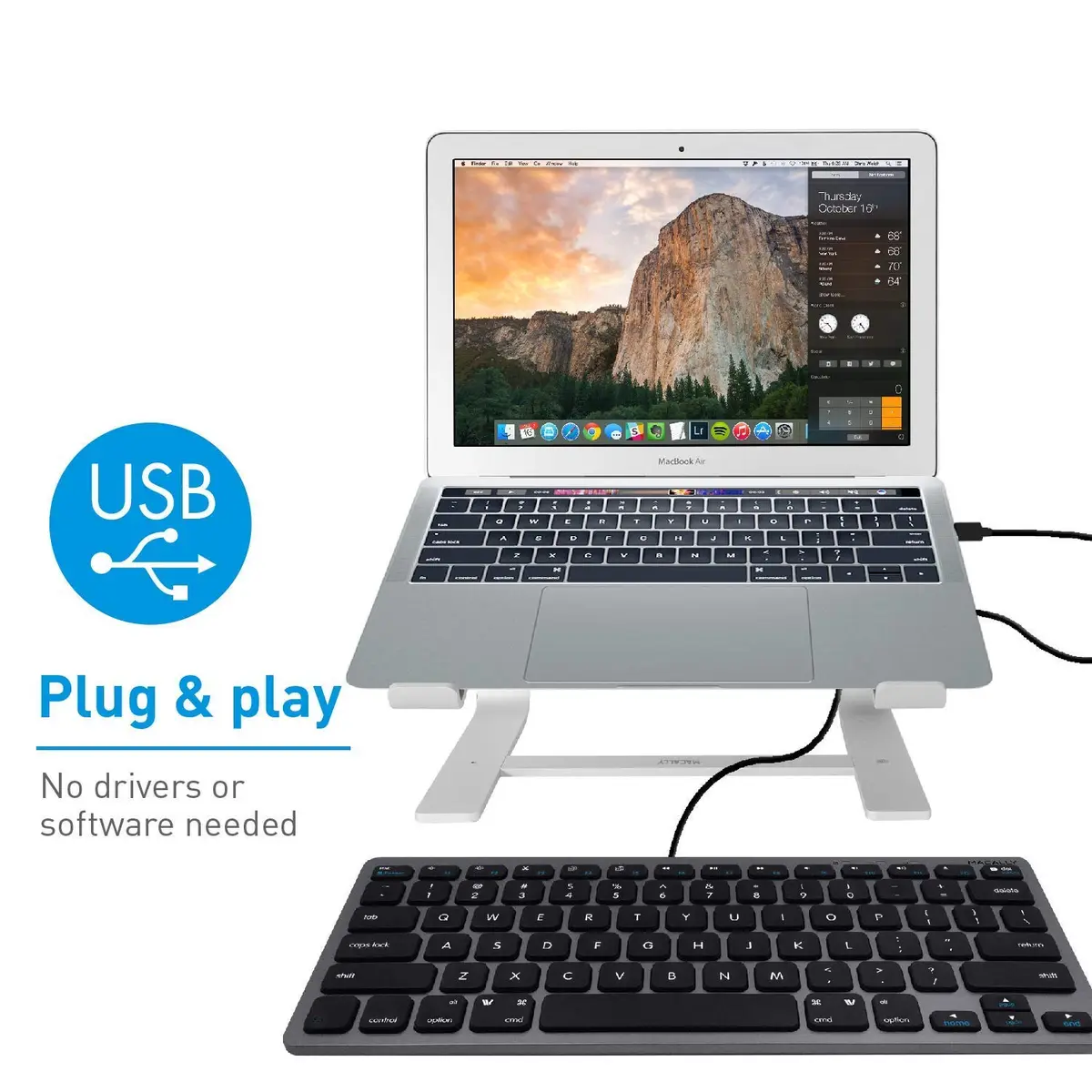 Macally Mini Wired Keyboard and Quiet Wired Mouse Combo, Space Grey | 78 Keys + 13 Apple Shortcuts - view 5