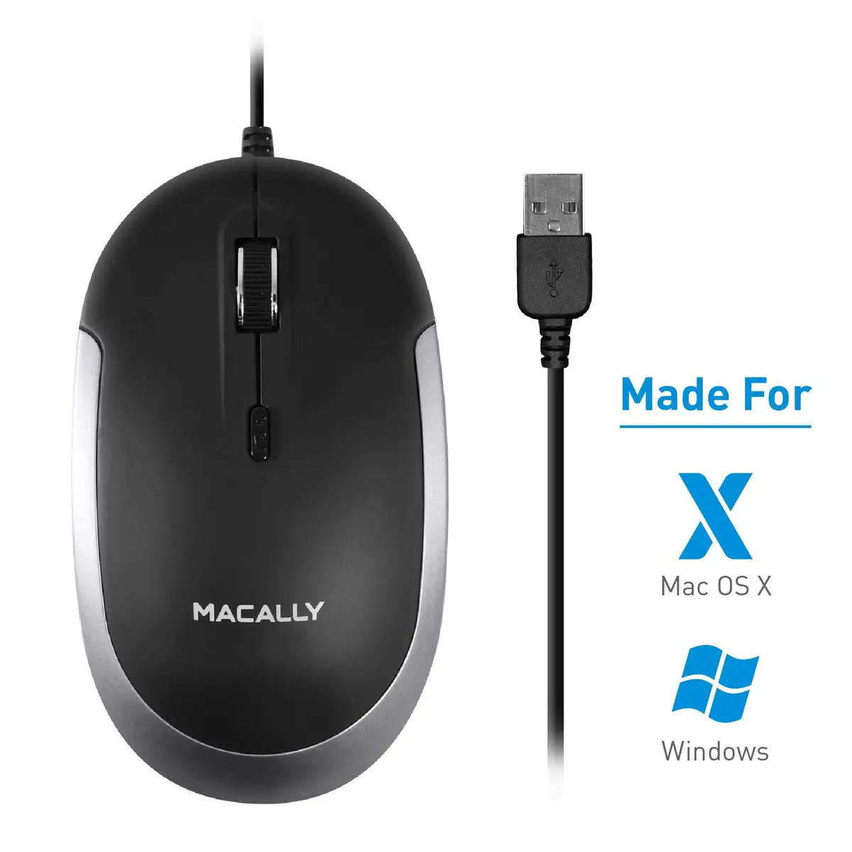 Macally Mini Wired Keyboard and Quiet Wired Mouse Combo, Space Grey | 78 Keys + 13 Apple Shortcuts - view 6