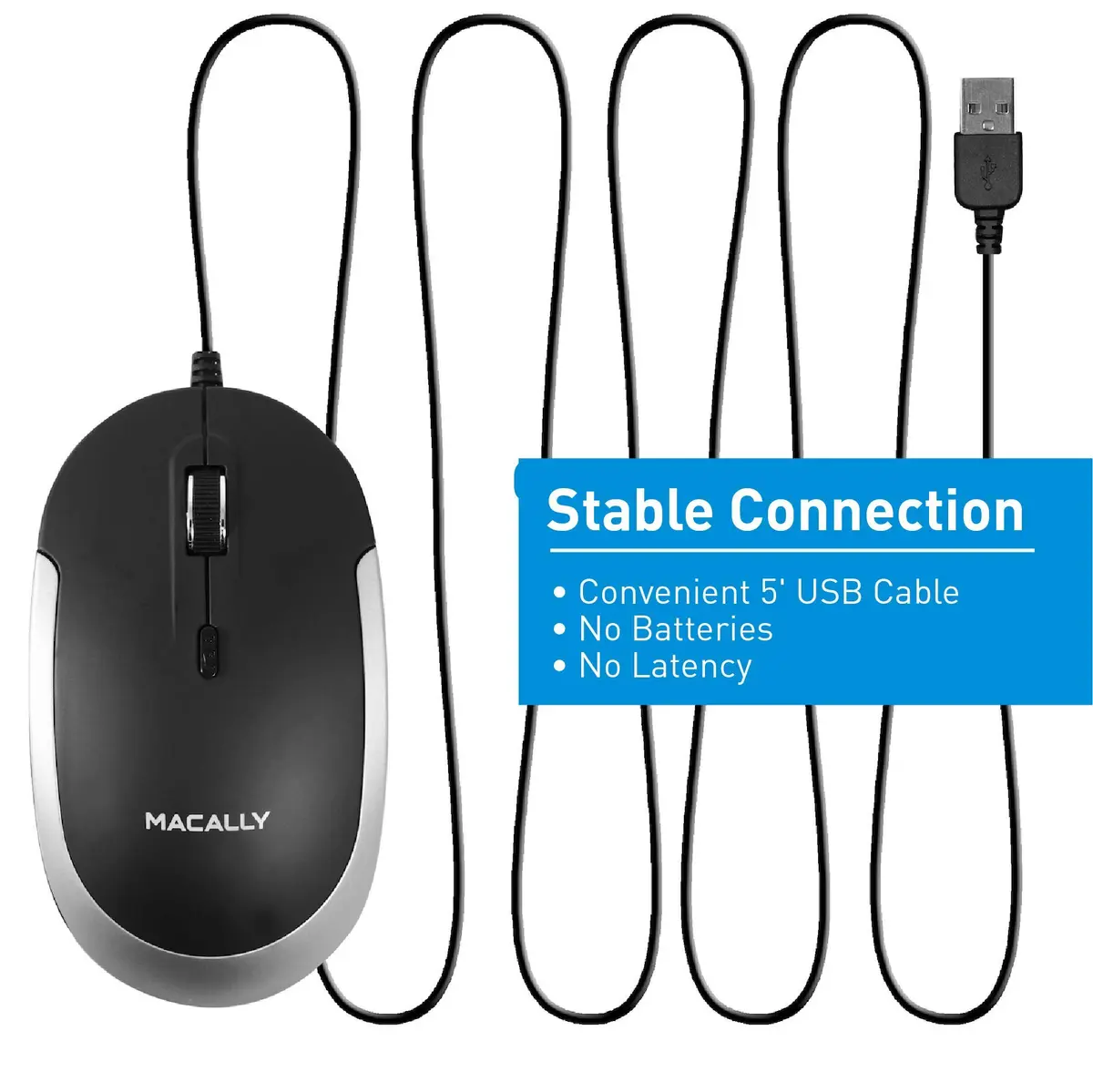 Macally Mini Wired Keyboard and Quiet Wired Mouse Combo, Space Grey | 78 Keys + 13 Apple Shortcuts - view 8