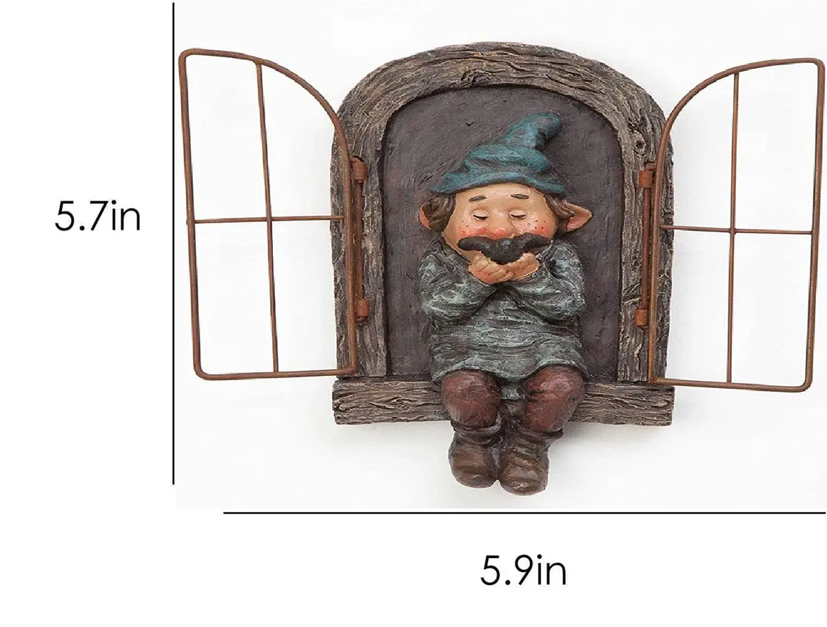 vomiceak Whimsical Fairy Garden Gnome Statue 15cm (5.9 Inch) | Resin Outdoor Decoration for Yard, Lawn, Porch - view 3