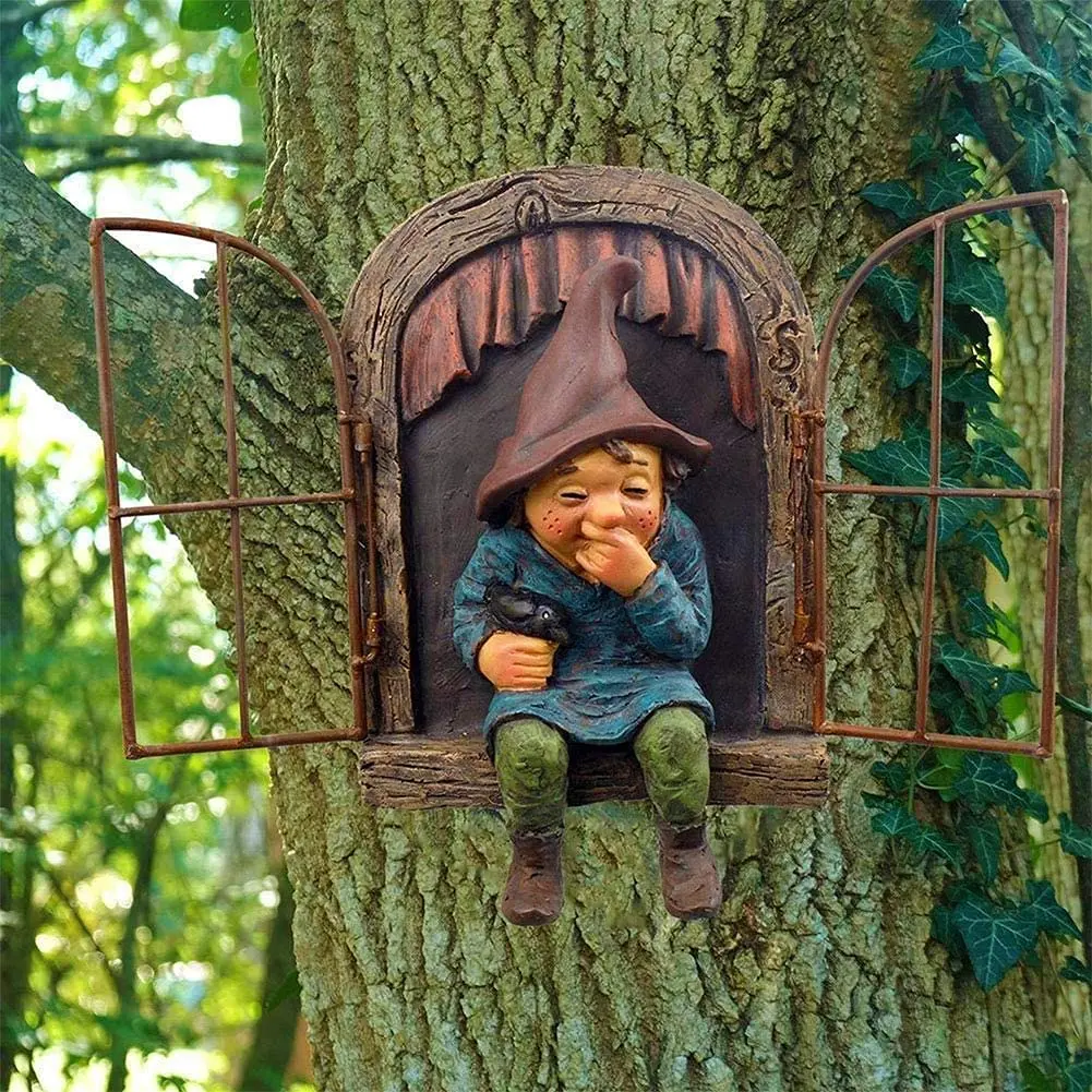 vomiceak Whimsical Fairy Garden Gnome Statue 15.5cm (6.1" | 270g) | Funny Outdoor Tree Decoration - main product image