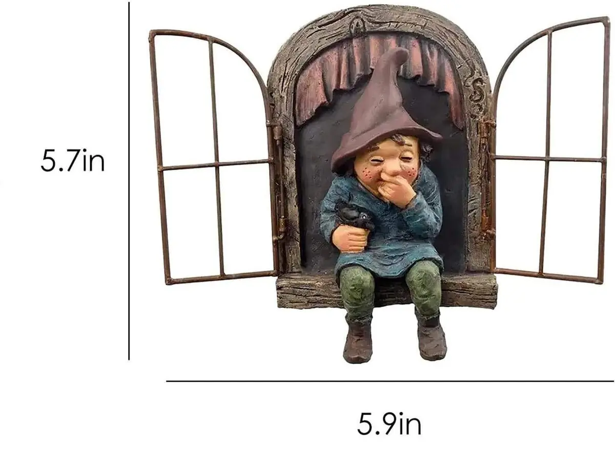 vomiceak Whimsical Fairy Garden Gnome Statue 15.5cm (6.1" | 270g) | Funny Outdoor Tree Decoration - view 6