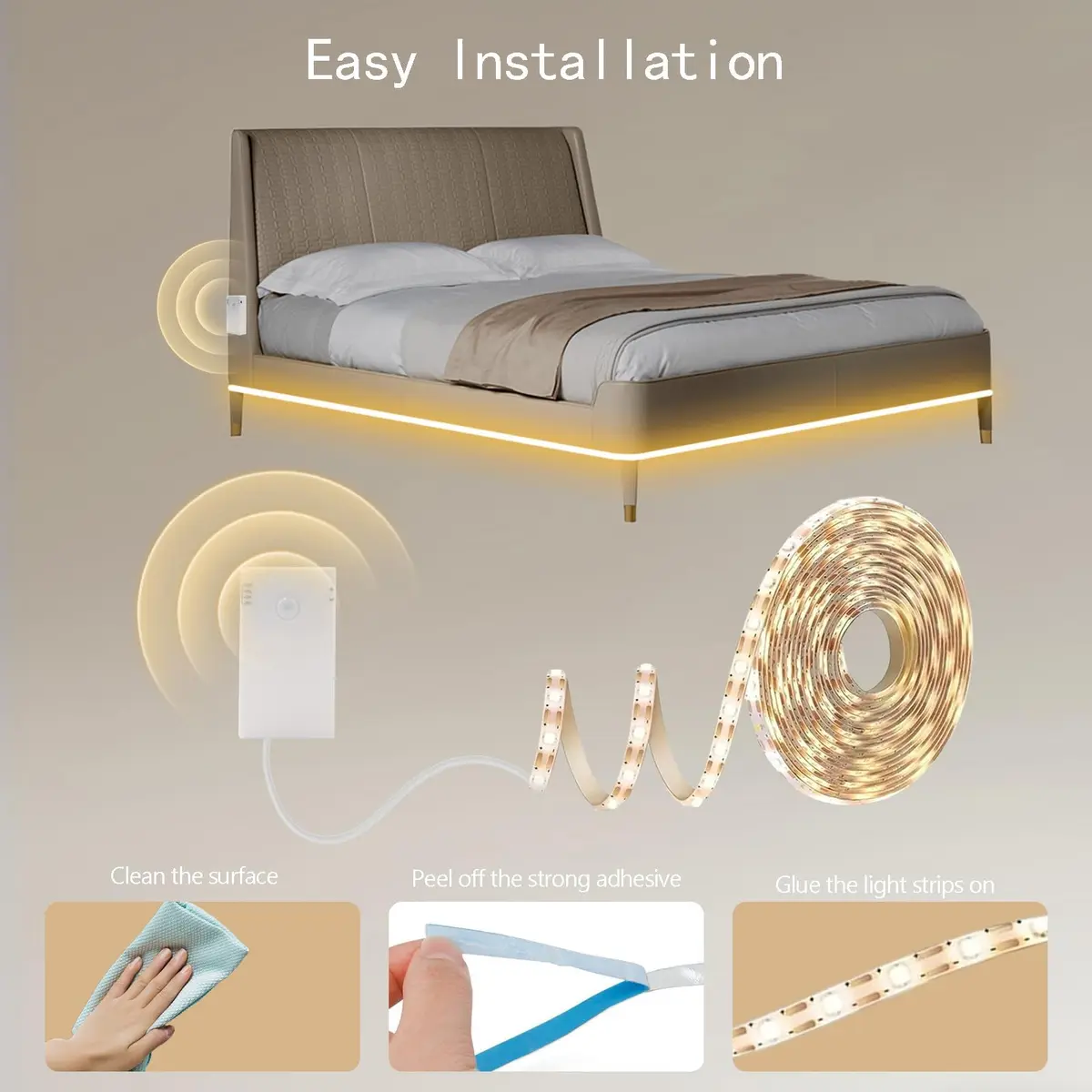 echosari STRING_LIGHT 9.8Ft 90 LED Motion Sensor Under-Cabinet Light | Battery Operated, Easy Install, 5H Brightness - view 7