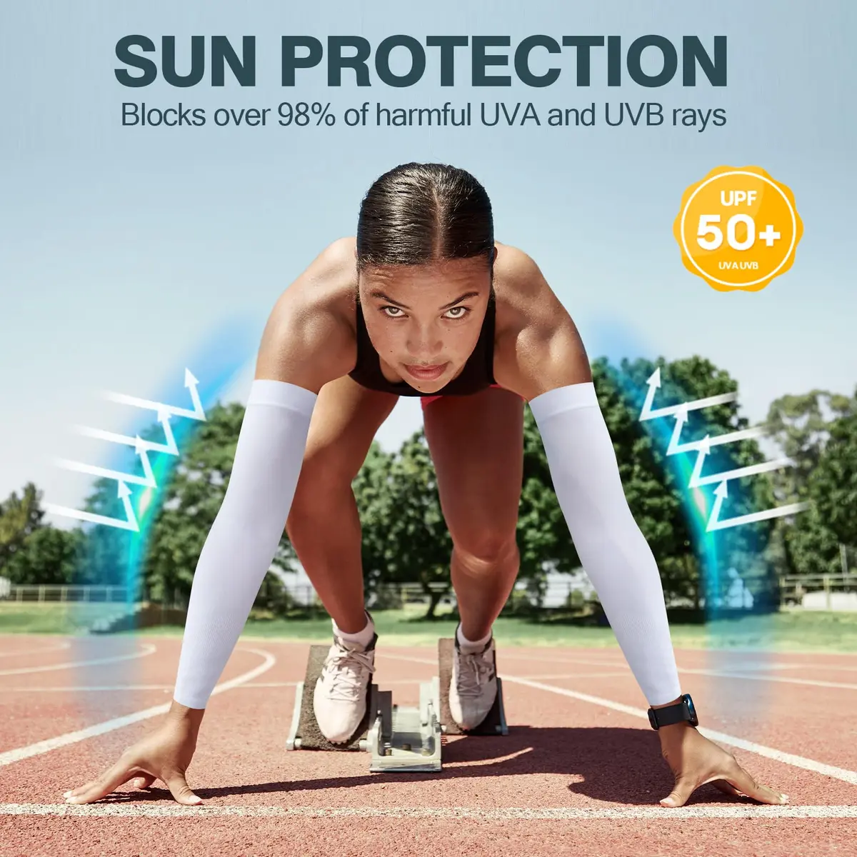 Rescoto UV Protection Cooling Arm Sleeves 2 Pairs | UPF 50 Sun & Tattoo Cover for Men Women Youth - view 2