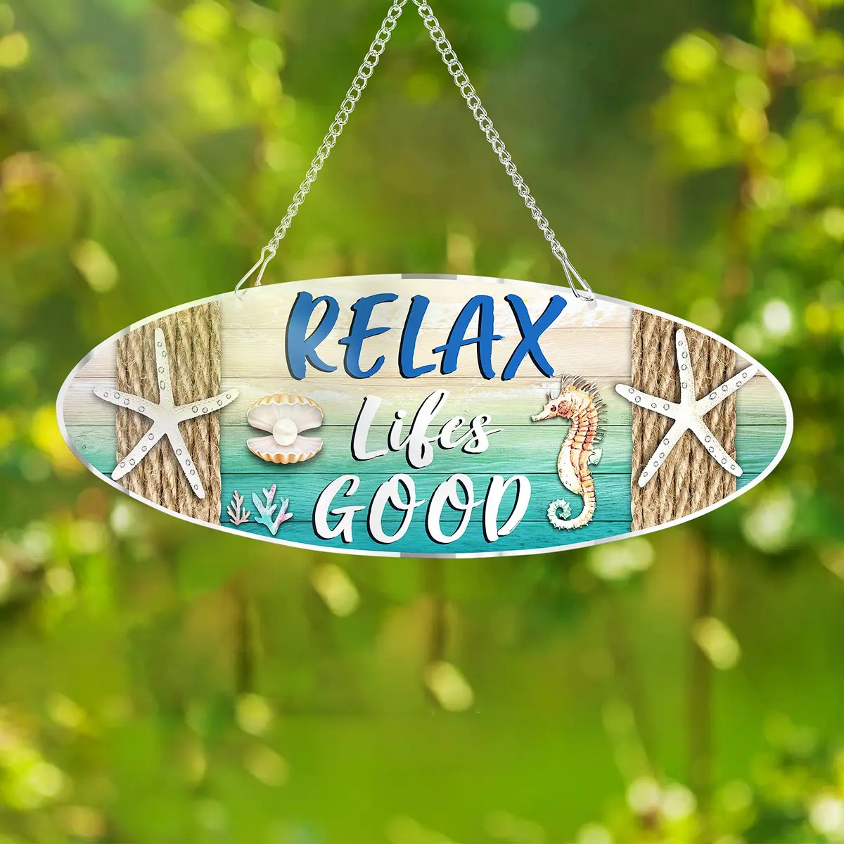 Hotop Metal Beach Wall Decor Sign Relax Lifes Good 30x10 cm (12x4 Inch) | Coastal Beach Theme for Home & Bathroom - view 5