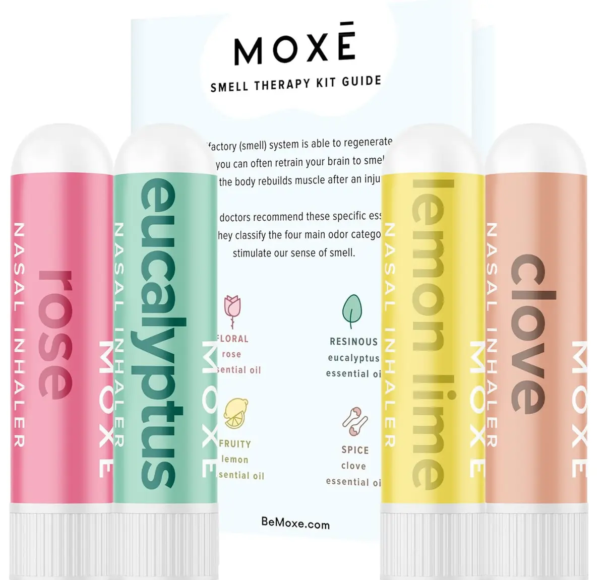 MOXE Smell Training Kit Phase 1 | Olfactory Support with 4 Essential Oil Sticks for Smell Recovery - main product image