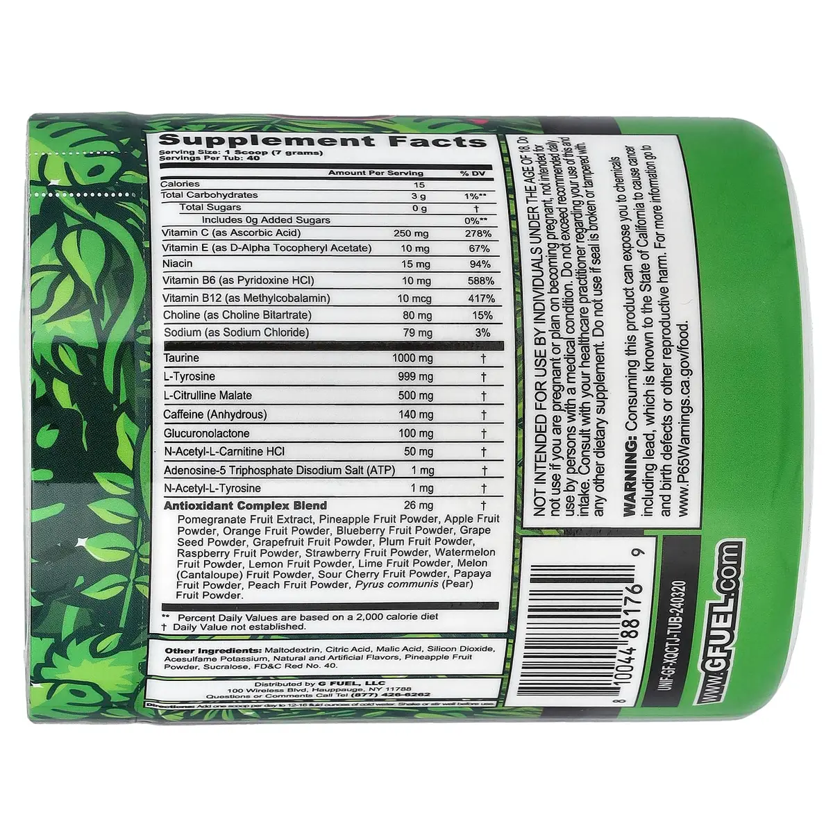 G Fuel The Juice Energy 2.0 Drink Powder 9.8oz | Sugar Free Focus & Antioxidants for Gaming & Daily Use - view 2