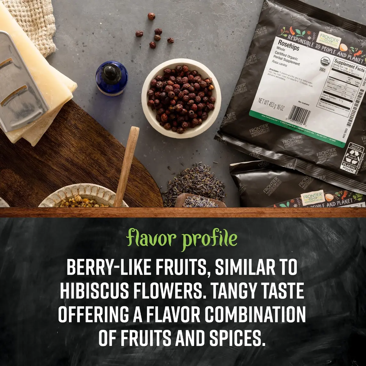 Frontier Co-op Organic Seedless Rosehips 16oz | Natural Dried Rose Hips for Tea & Wellness - view 4