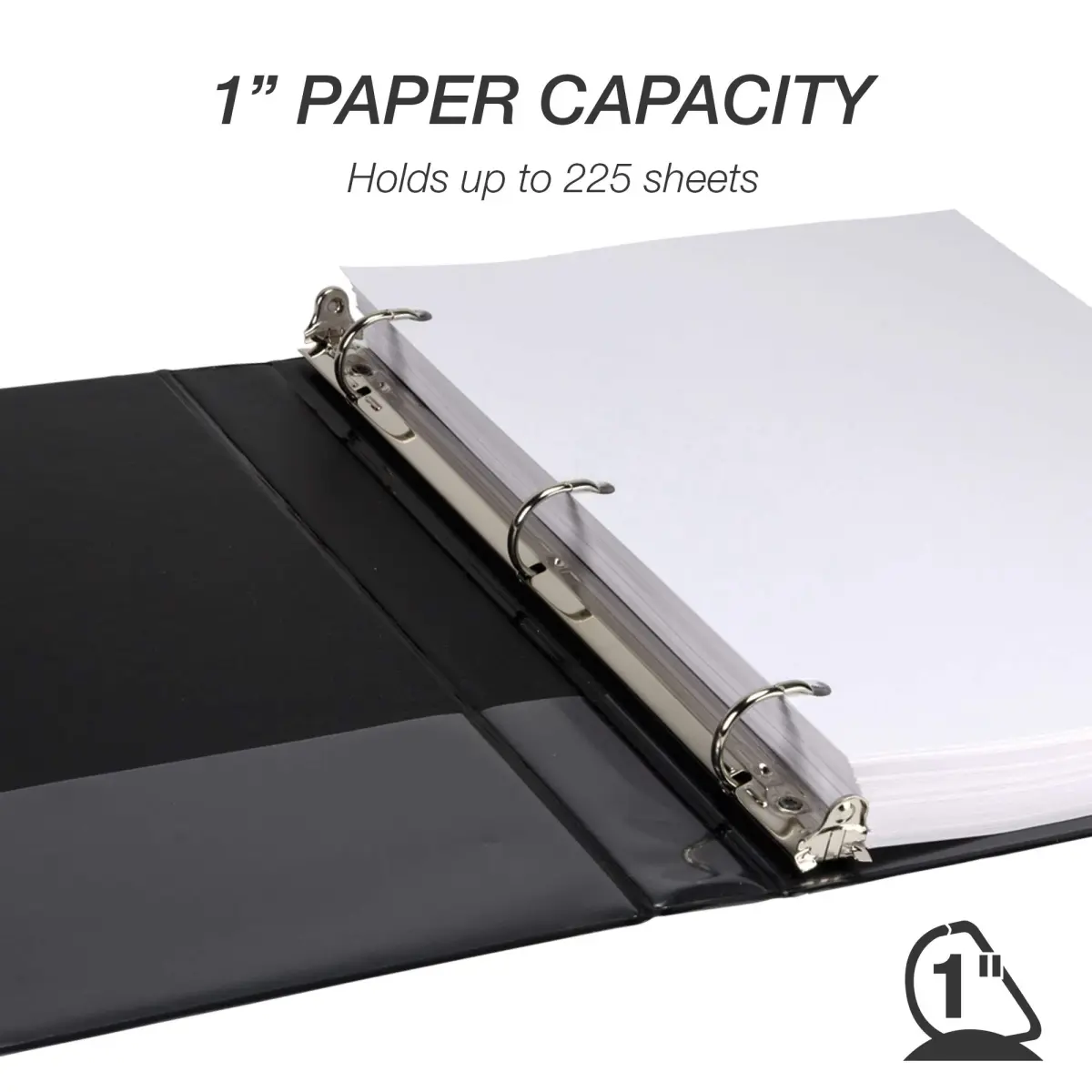 Samsill Durable 2.5cm (1 Inch) 3 Ring Binder, D Ring Binder, Black (1 Pack) | Recycled Chipboard Construction - view 7