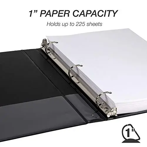 Samsill Durable 2.5cm (1 Inch) 3 Ring Binder, D Ring Binder, Black (1 Pack) | Recycled Chipboard Construction - view 8
