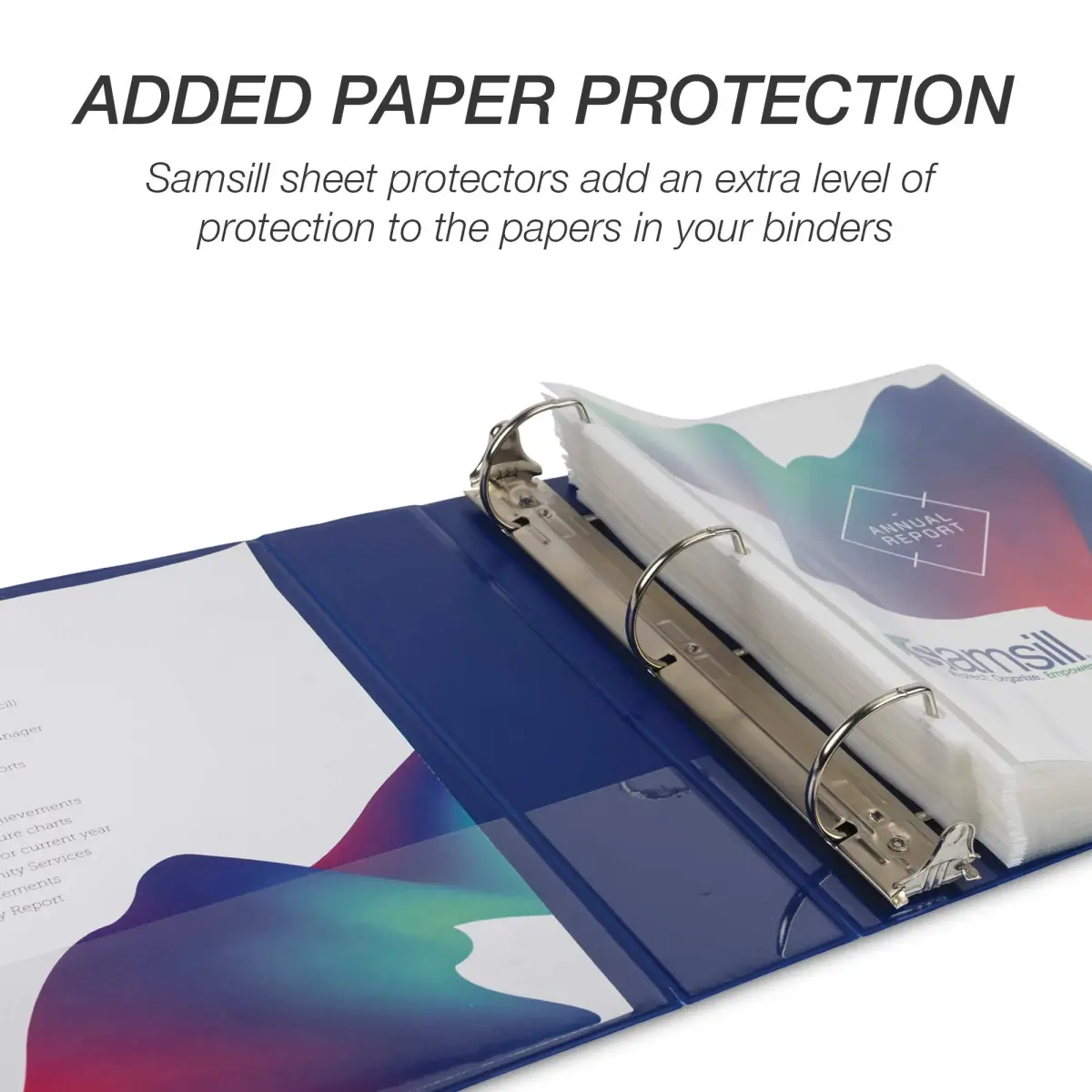 Samsill Durable 2 Inch 3 Ring Binder, D Ring Binder, 100% Recycled Chipboard, Blue | Holds 480 Pages - view 7