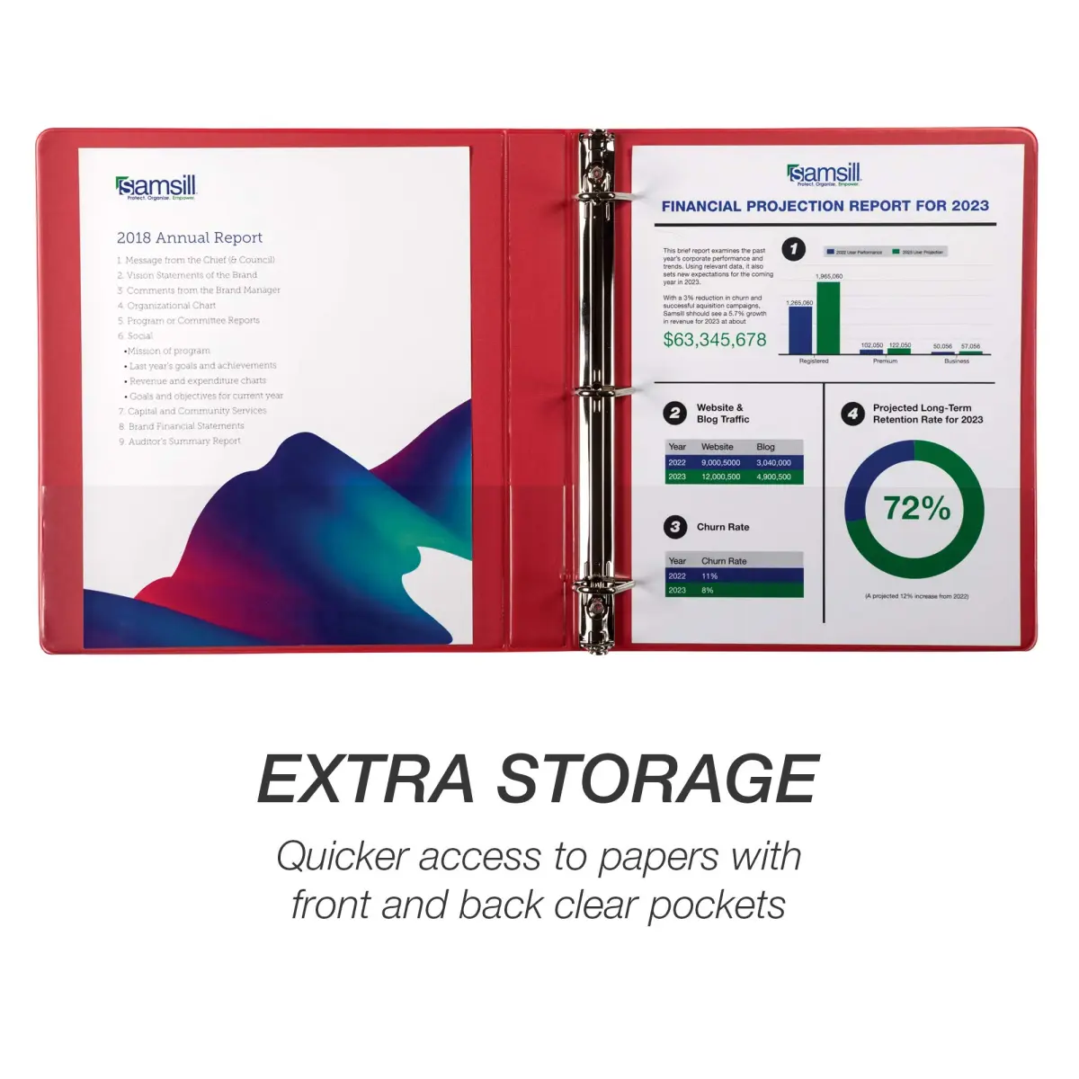 Samsill Durable 2.5cm (1 Inch) D Ring Binder, Red, 1-Pack | Springback Binder for Students & Office - view 4